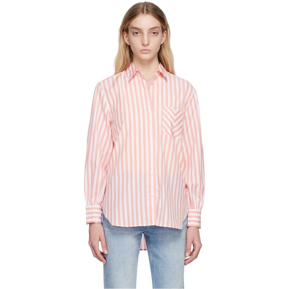 rag & bone Pink & White Maxine Shirt XS Button Down Orange Top Blouse